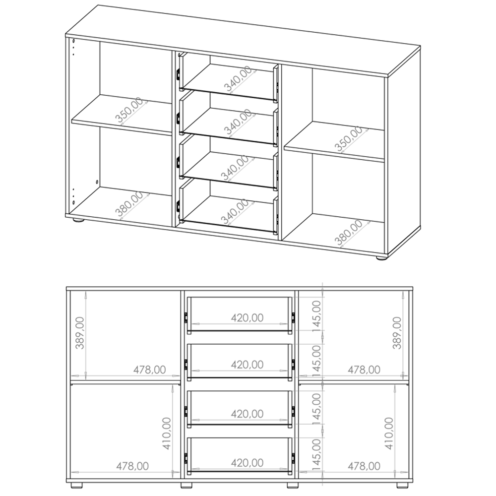 MAXIONE c | komoda K2D4SZ MX-02 | 150 cm | černá mat