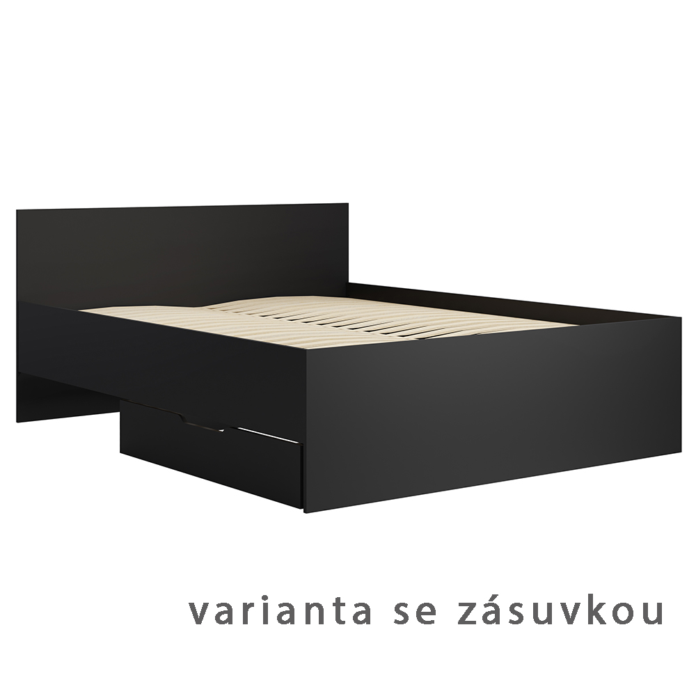 MAXIONE c | postel dvoulůžko | 160x200 cm | s roštem | černá mat