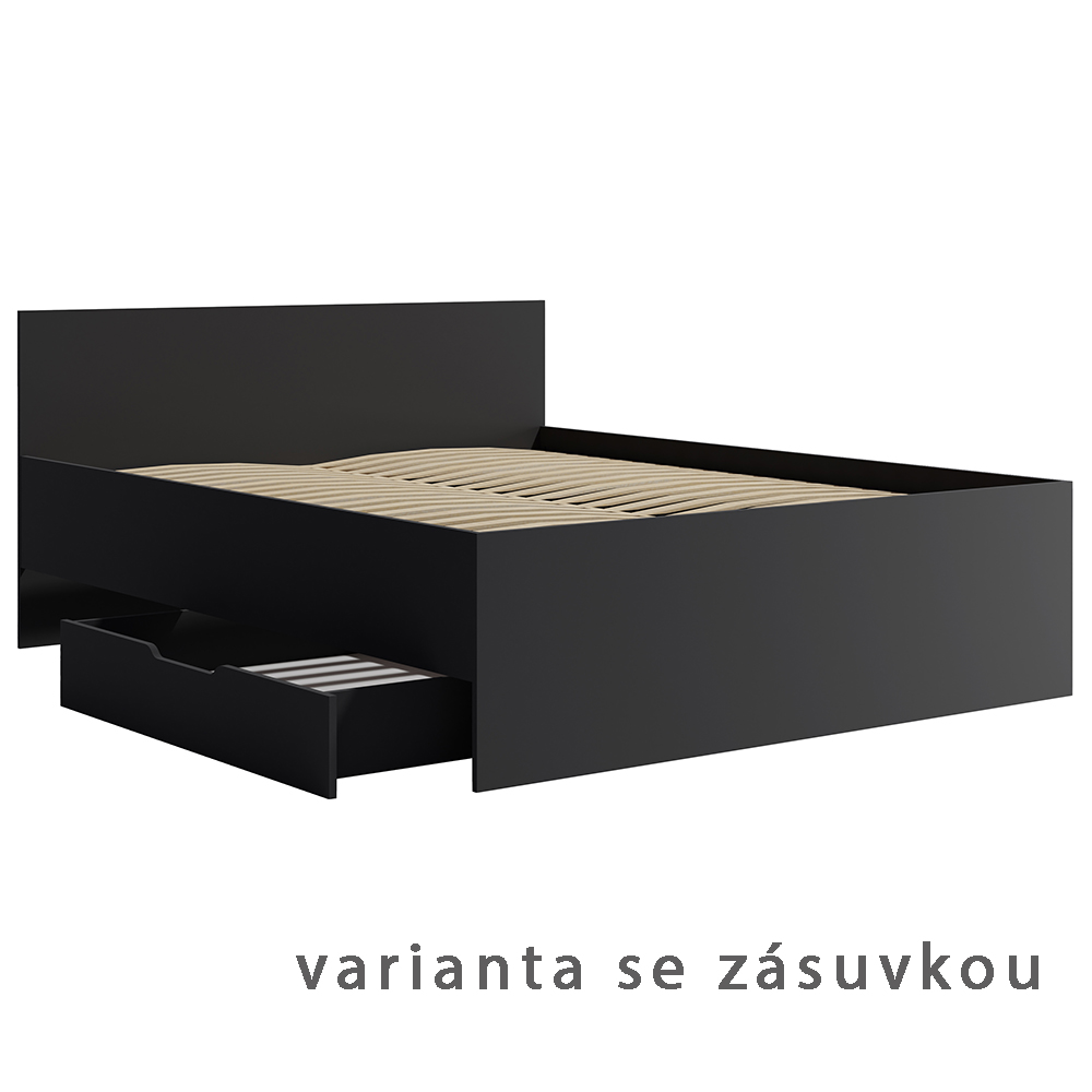 MAXIONE c | postel dvoulůžko | 160x200 cm | s roštem | černá mat