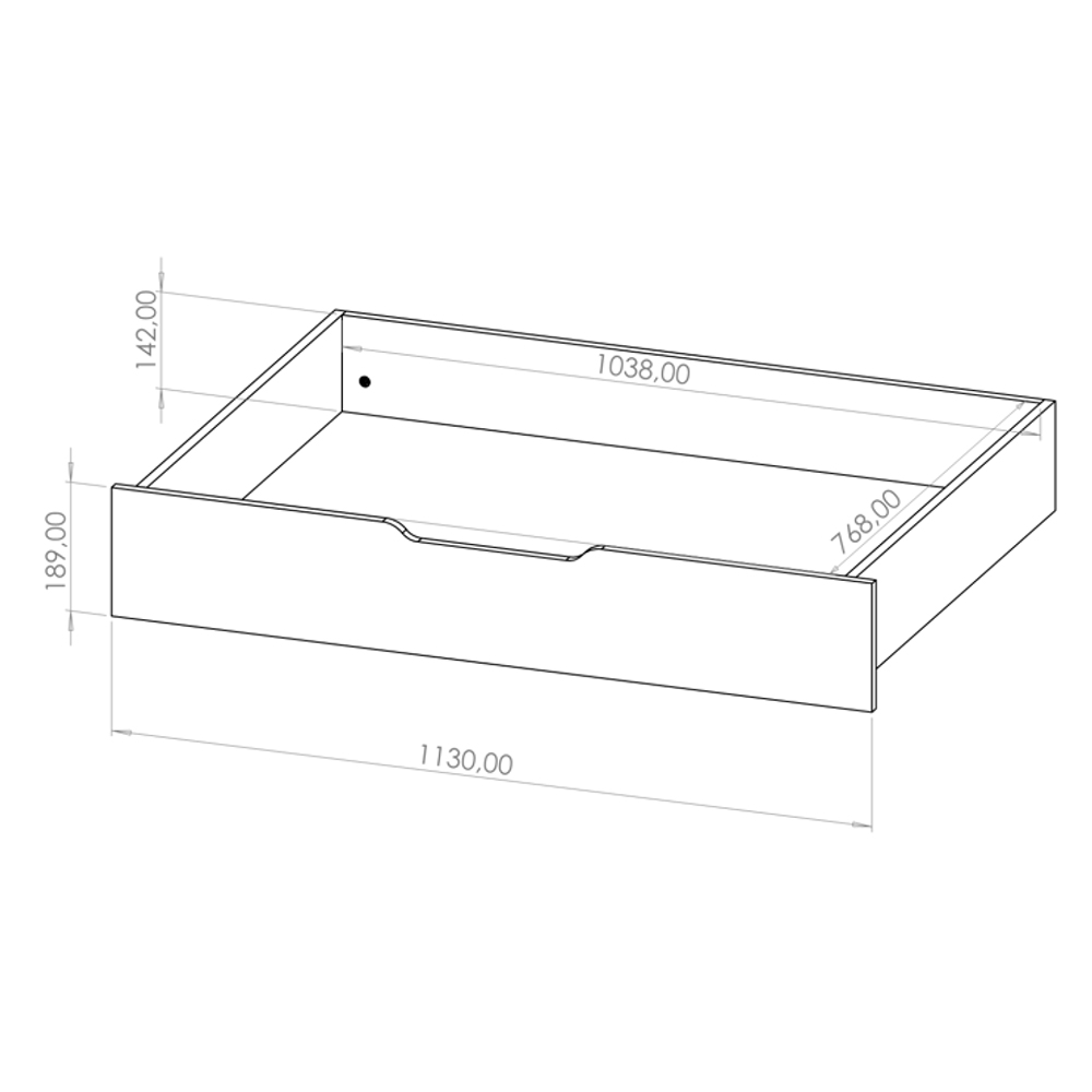 MAXIONE c | zásuvka pod postel | 113 cm | černá mat