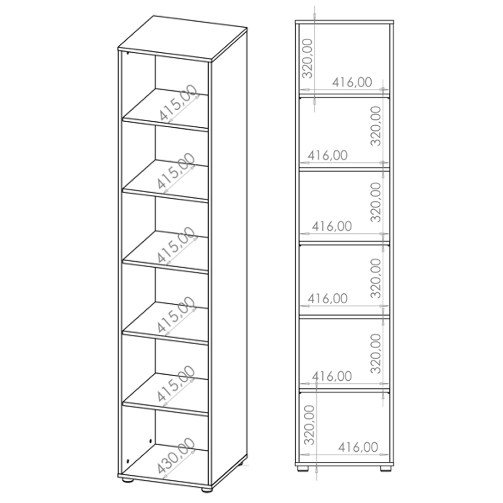 MAXIONE c | regál R 45 MX-08 | 45 cm | černá mat