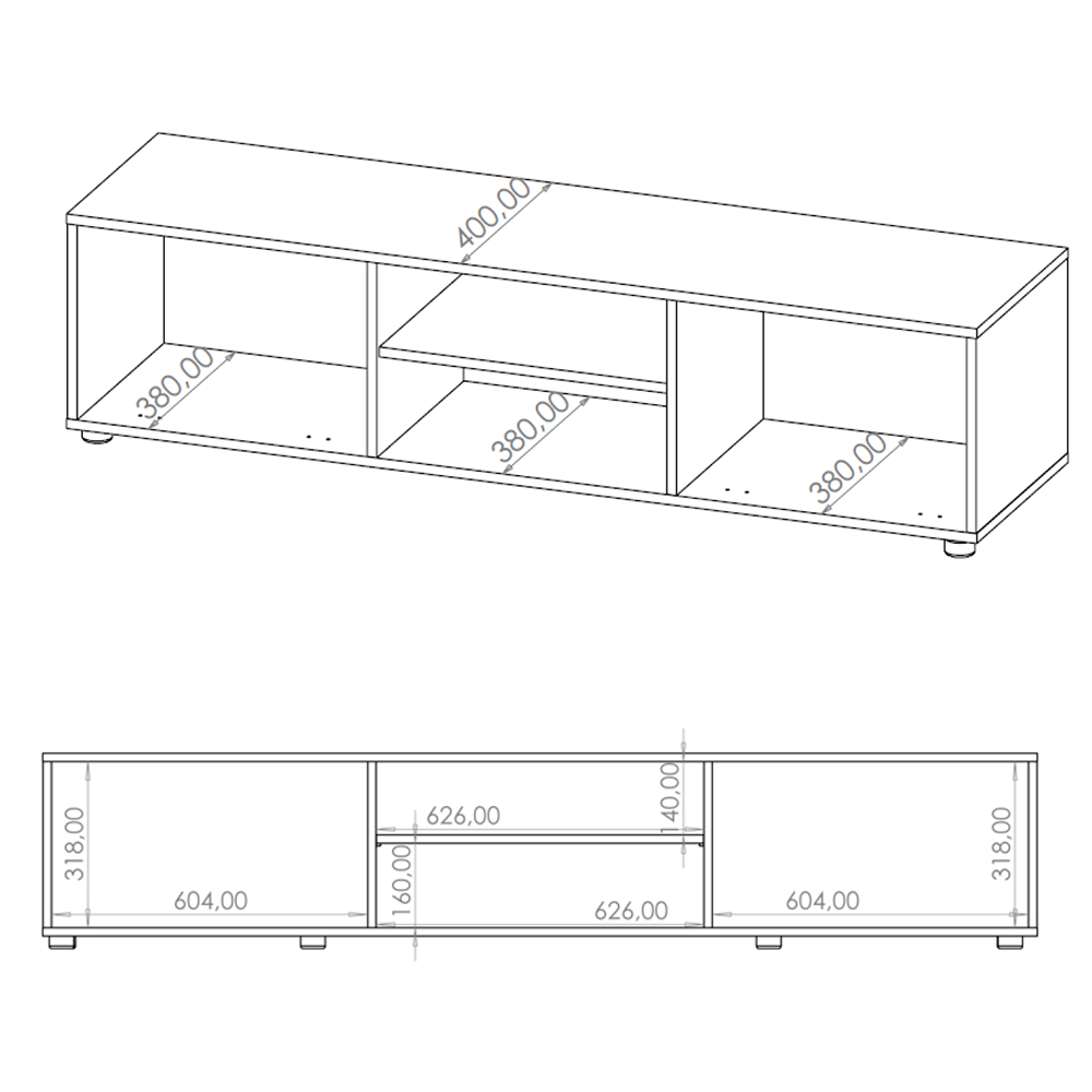 MAXIONE c | TV stolek RTV190 MX-10 | 190 cm | černá mat