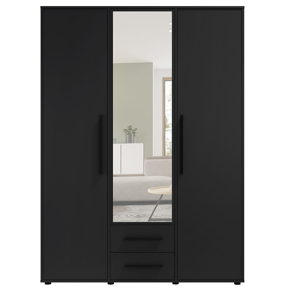 MAXIONE c | šatní skříň SZ3D2SZ MX-12 se zrcadlem | 150 cm | černá mat