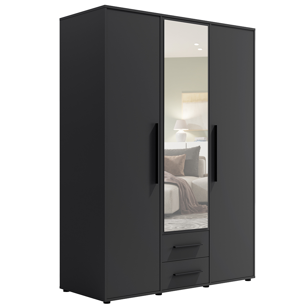 MAXIONE c | šatní skříň SZ3D2SZ MX-12 se zrcadlem | 150 cm | černá mat