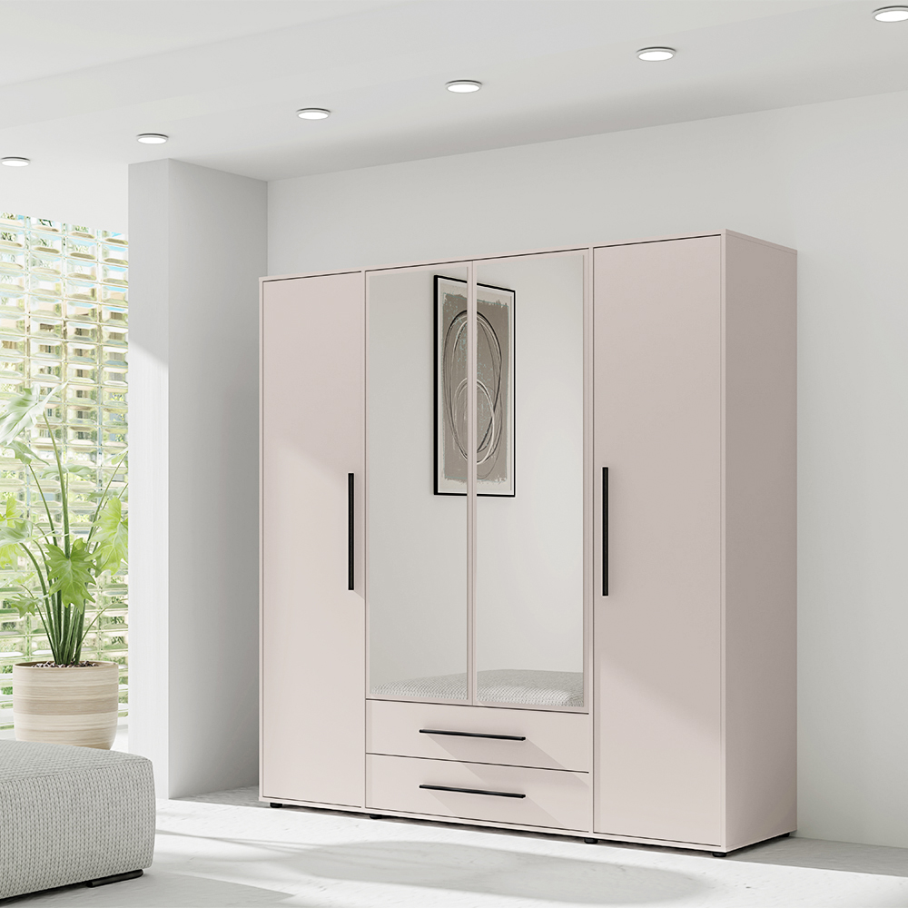 MAXIONE k | šatní skříň SZ4D2SZ MX-13 se zrcadly | 197,6 cm | kašmír