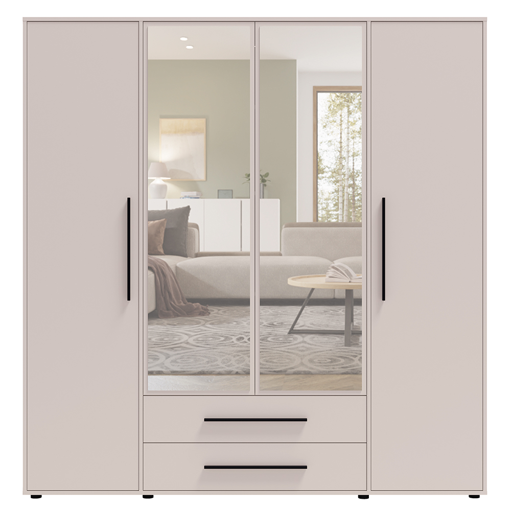 MAXIONE k | šatní skříň SZ4D2SZ MX-13 se zrcadly | 197,6 cm | kašmír