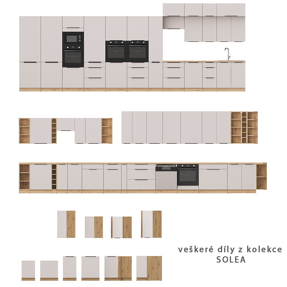 SOLEA k | dolní kuchyňská skříňka 80 ZL 2F dřezová | 80 cm | artisan/kašmír | VÝBĚR ÚCHYTŮ