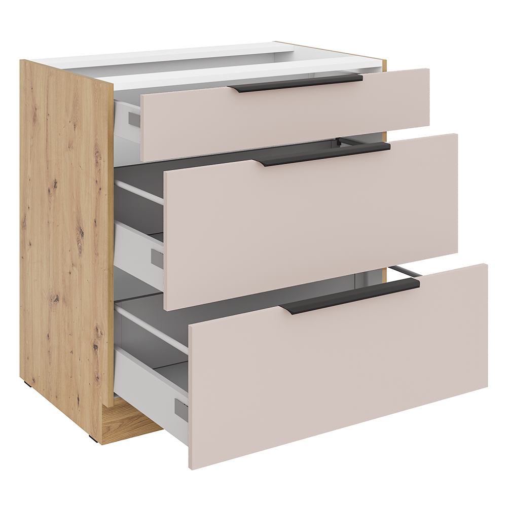 SOLEA k | dolní kuchyňská skříňka 80 D 3S zásuvková | 80 cm | artisan/kašmír | VÝBĚR ÚCHYTŮ