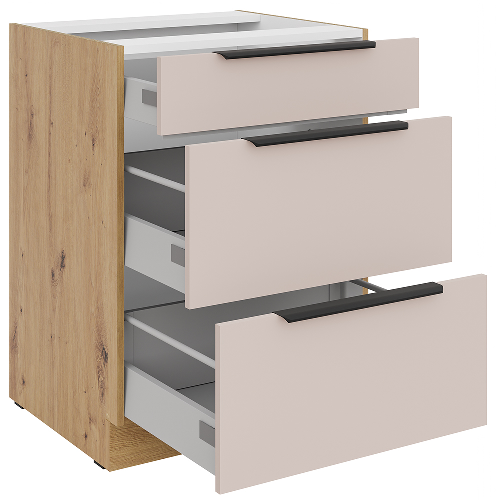 SOLEA k | dolní kuchyňská skříňka 60 D 3S zásuvková | 60 cm | artisan/kašmír | VÝBĚR ÚCHYTŮ