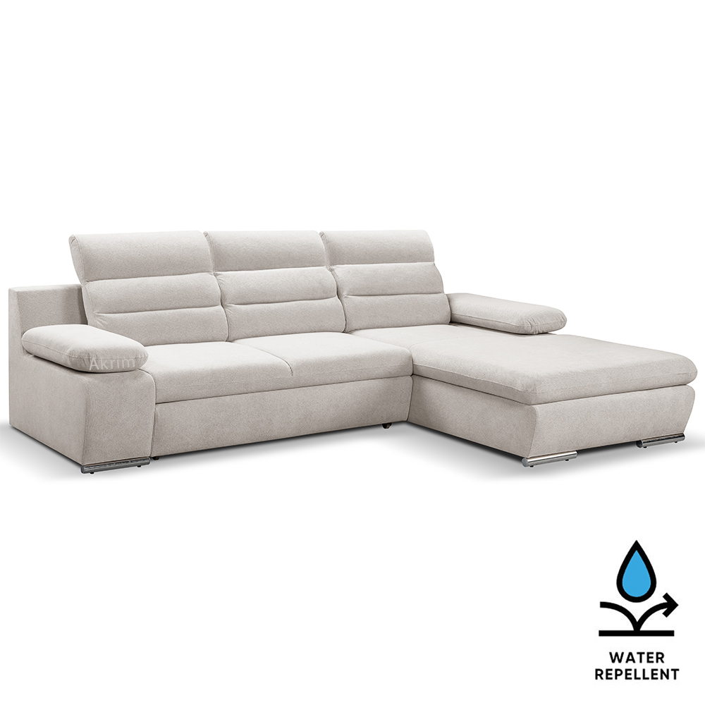 Sedací souprava GRECO MINI | 278x185 cm | PRAVÁ | 02 šedobílá WATER REPELLENT | rozkládací + úložný prostor