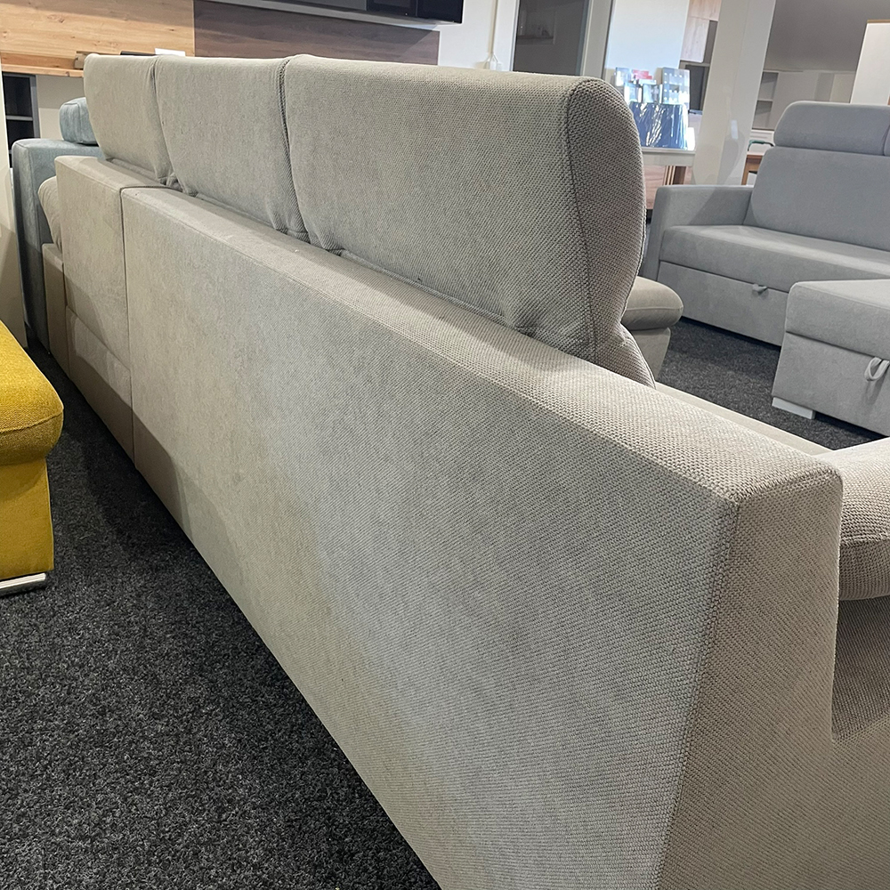 Sedací souprava GRECO MINI | 278x185 cm | PRAVÁ | 02 šedobílá WATER REPELLENT | rozkládací + úložný prostor