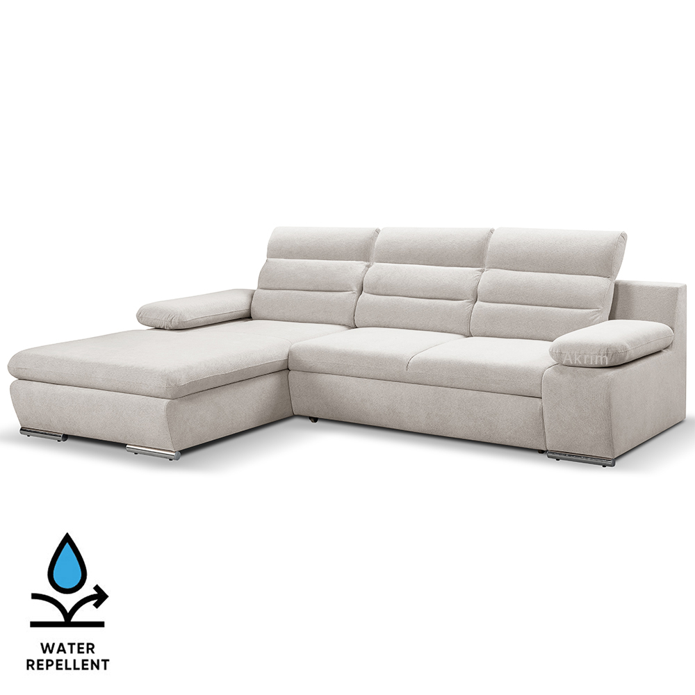 Sedací souprava GRECO MINI | 185x278 cm | LEVÁ | 02 šedobílá WATER REPELLENT | rozkládací + úložný prostor