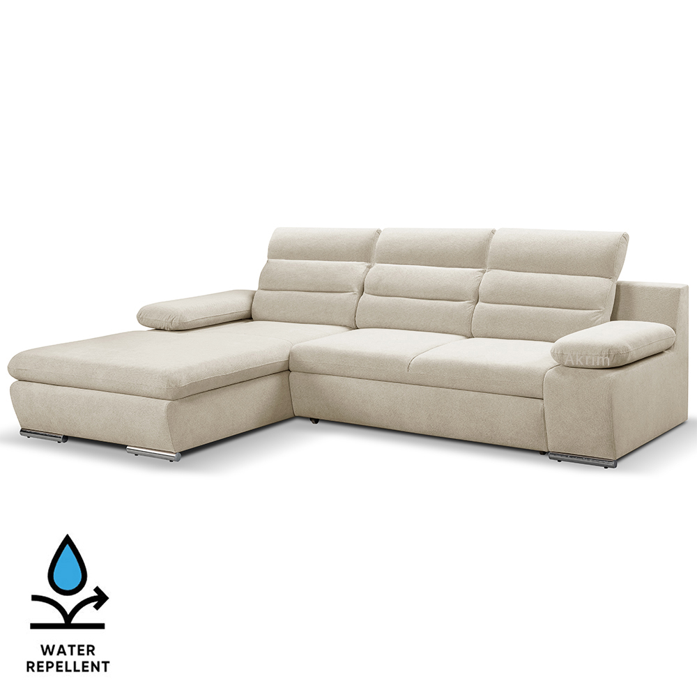 Sedací souprava GRECO MINI | 185x278 cm | LEVÁ | 09 světle béžová WATER REPELLENT | rozkládací + úložný prostor