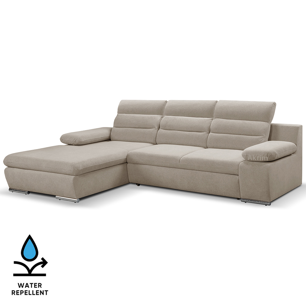 Sedací souprava GRECO MINI | 185x278 cm | LEVÁ | 11 béžovošedá WATER REPELLENT | rozkládací + úložný prostor