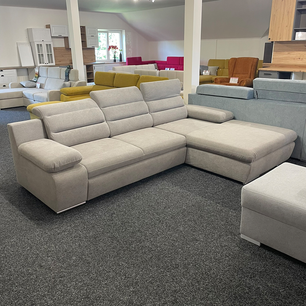 Sedací souprava GRECO MINI | 278x185 cm | PRAVÁ | 20 středně hnědá WATER REPELLENT | rozkládací + úložný prostor