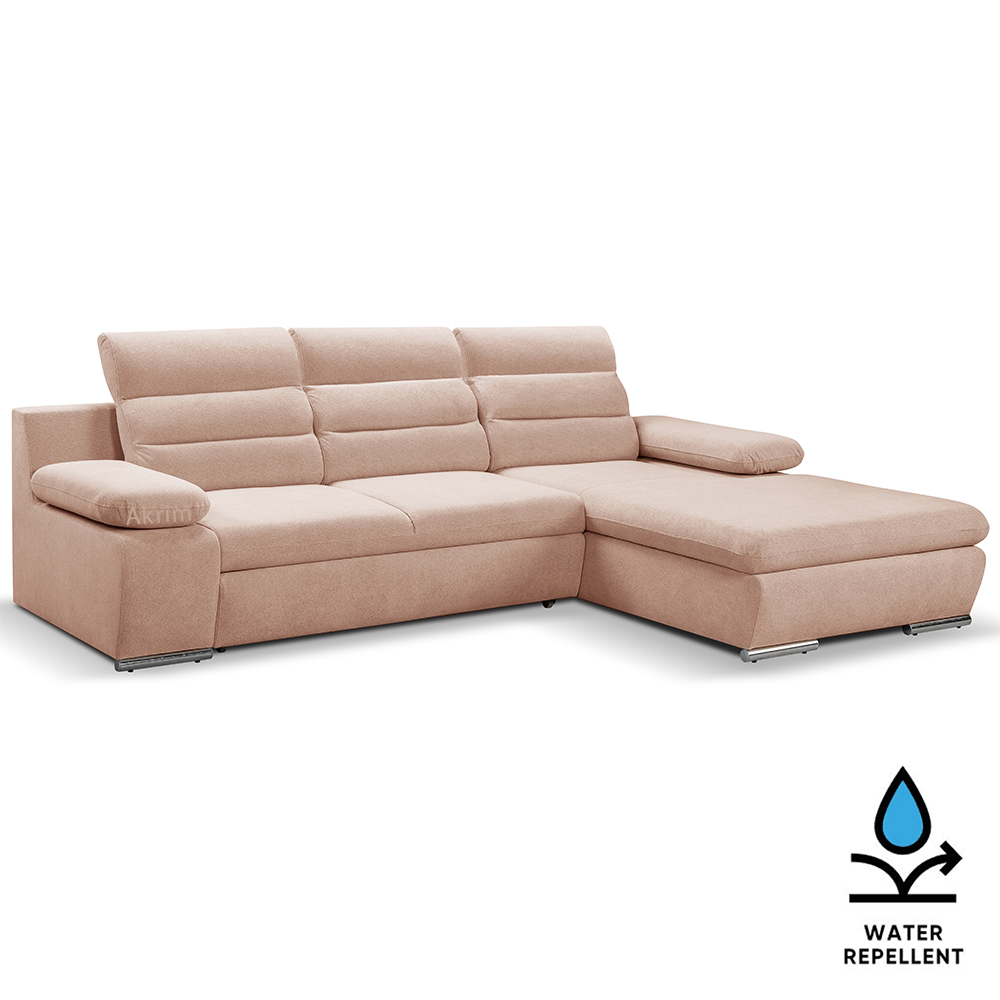 Sedací souprava GRECO MINI | 278x185 cm | PRAVÁ | 60 starorůžová WATER REPELLENT | rozkládací + úložný prostor