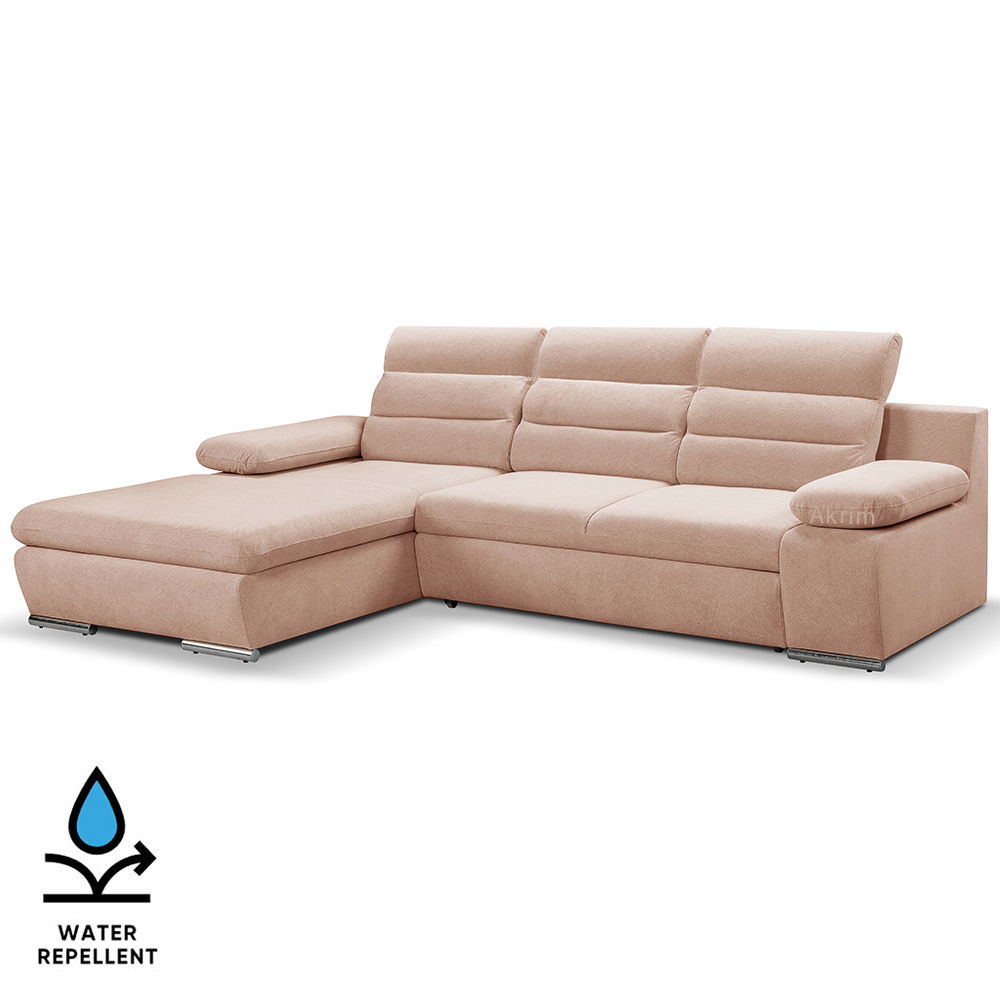 Sedací souprava GRECO MINI | 185x278 cm | LEVÁ | 60 starorůžová WATER REPELLENT | rozkládací + úložný prostor