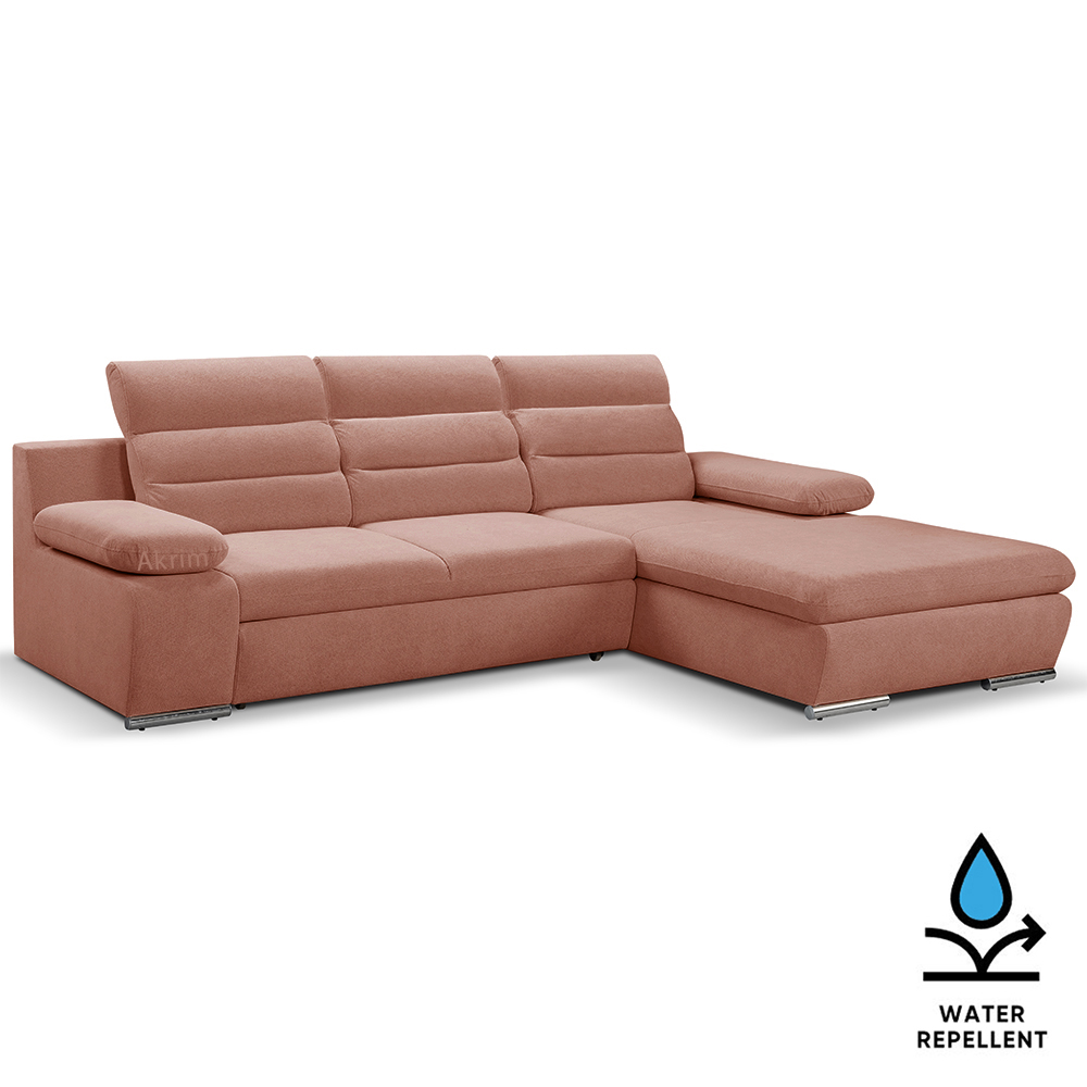 Sedací souprava GRECO MINI | 278x185 cm | PRAVÁ | 63 tmavě starorůžová WATER REPELLENT | rozkládací + úložný prostor