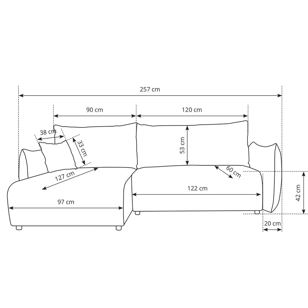Sedací souprava ALLORA | 177x257 cm | rozkládací + úložný prostor | VÝBĚR TKANIN