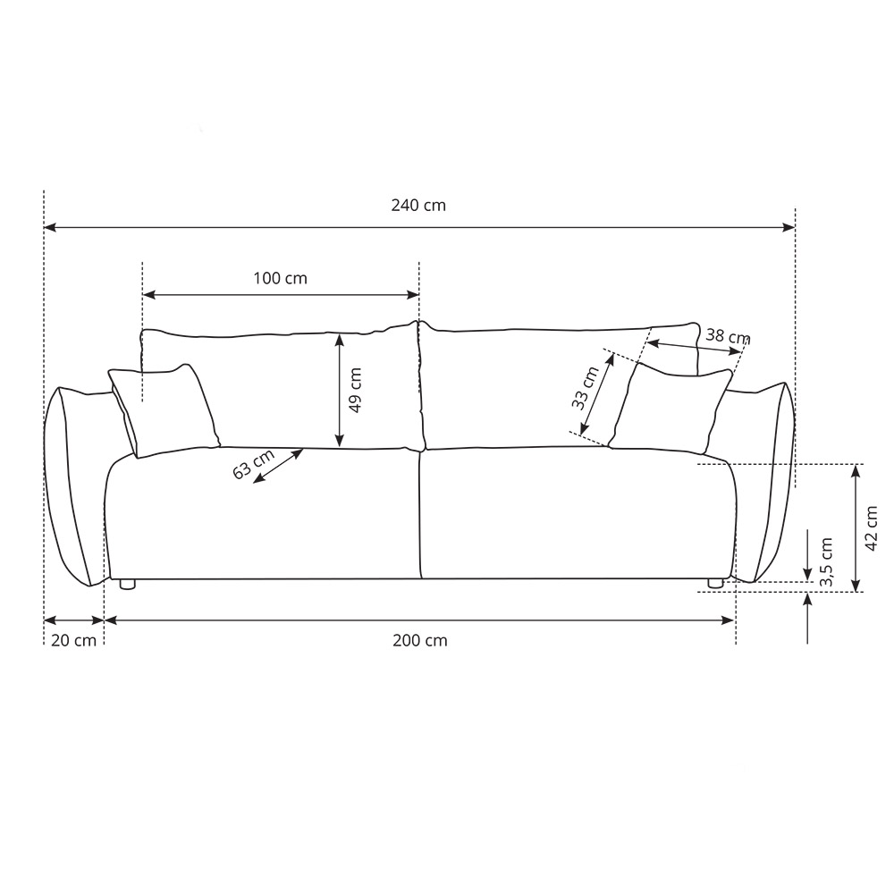 Pohovka ALLORA | 240 cm | rozkládací + úložný prostor | VÝBĚR TKANIN