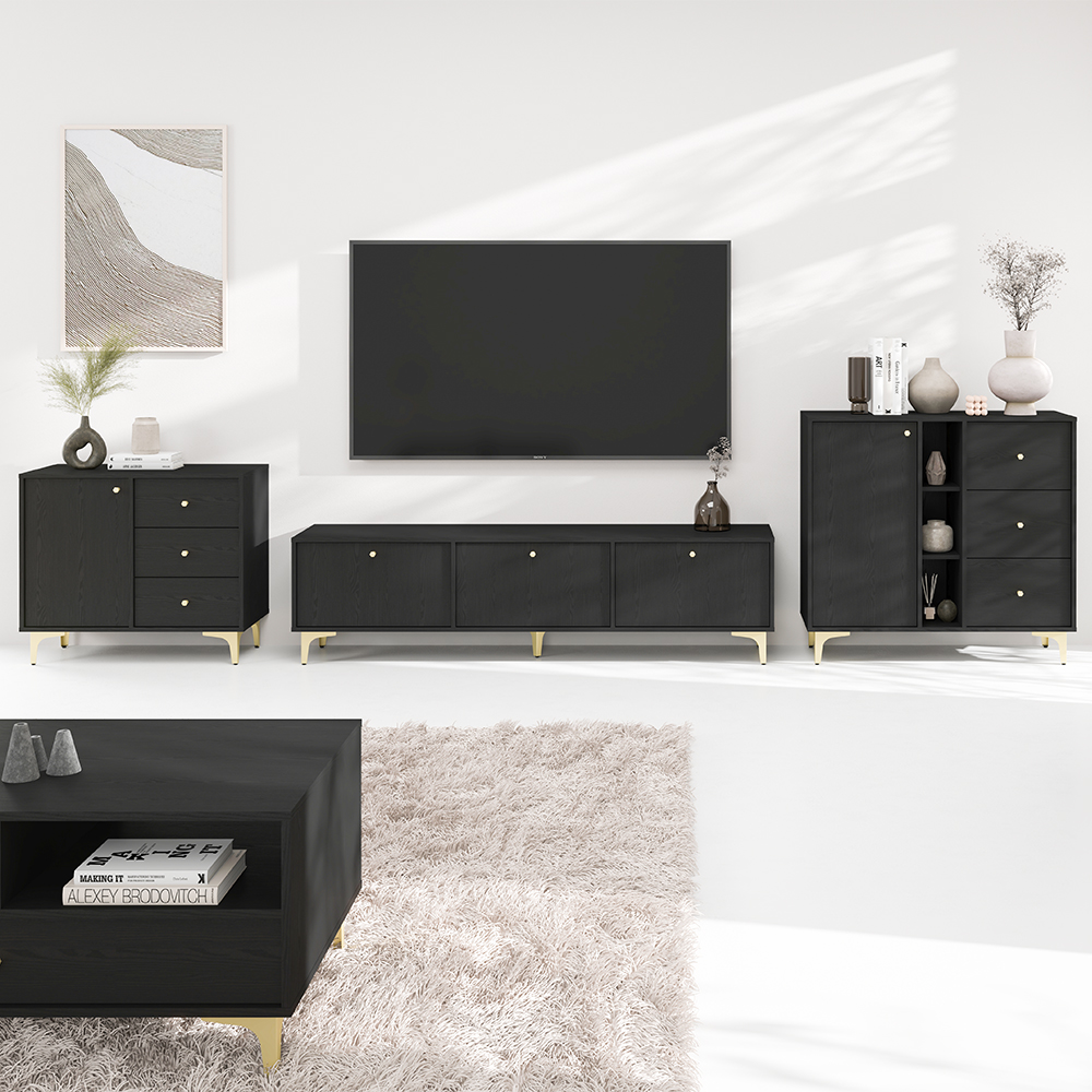 TOKYO 1 c | TV stolek RTV 302 | 120,6 cm | černá grafit/zlatá