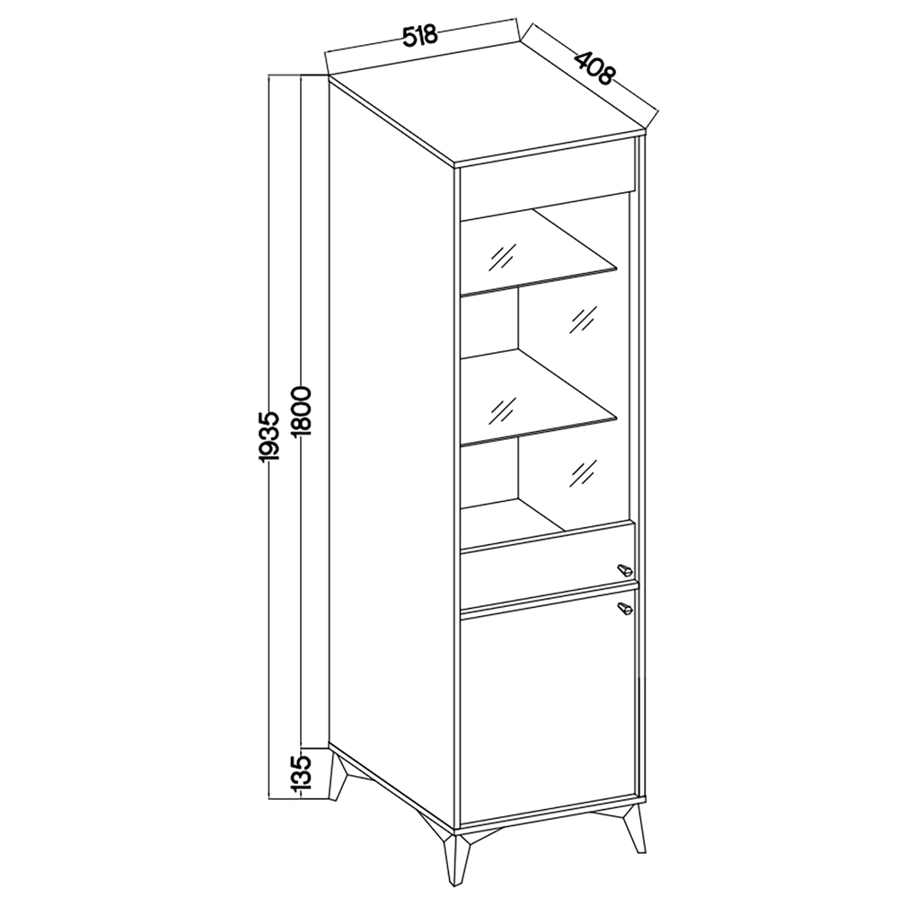 TOKYO 1 c | vitrína 101 | 51,8 cm | černá grafit/zlatá