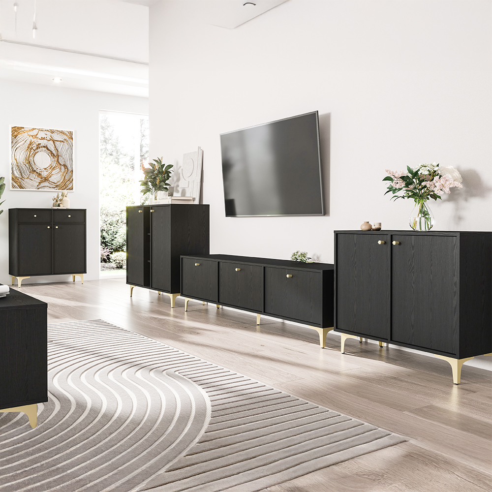 TOKYO 1 c | komoda 822 | 100,2 cm | černá grafit/zlatá