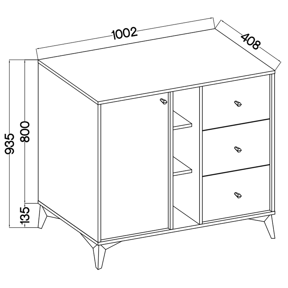 TOKYO 1 c | komoda 824 | 100,2 cm | černá grafit/zlatá