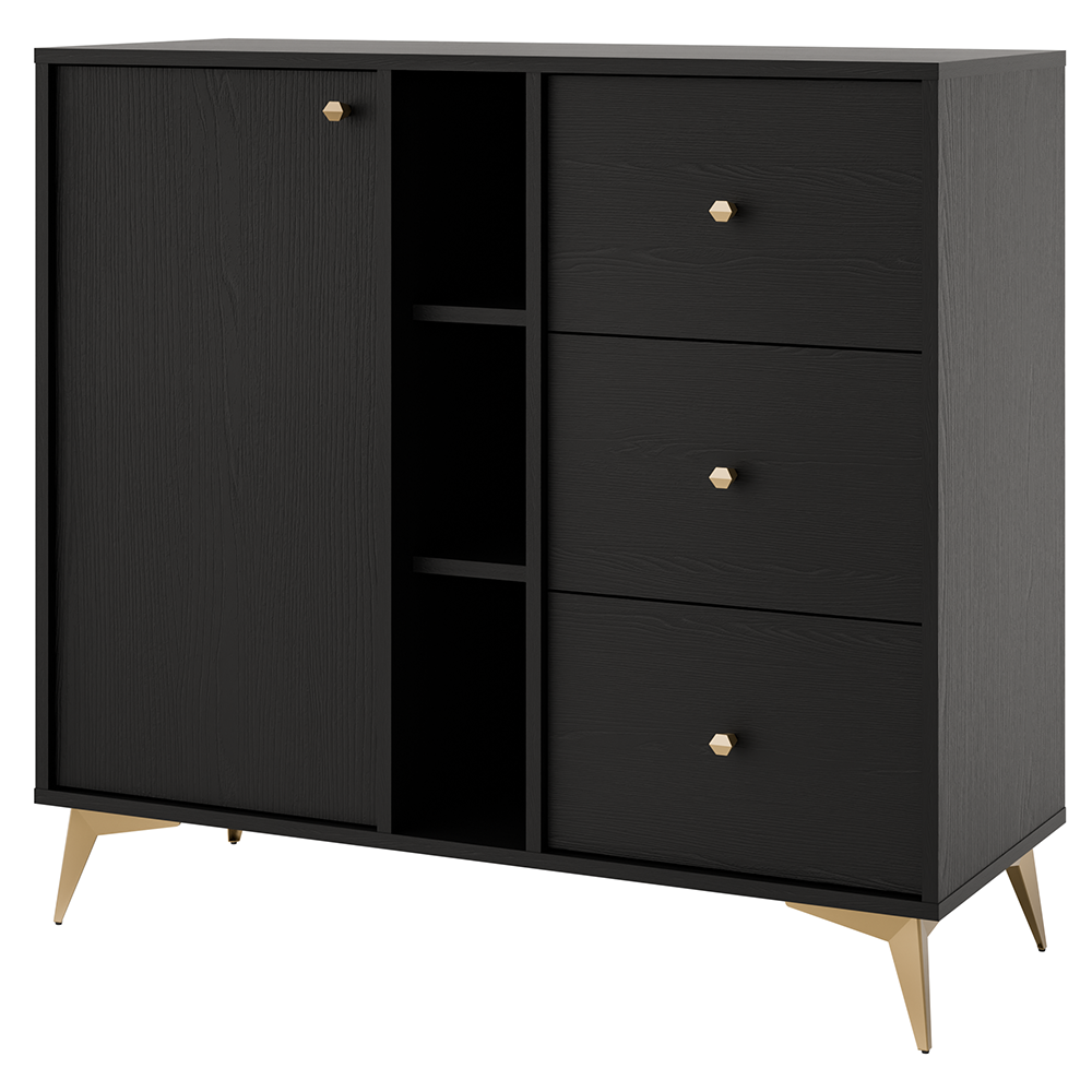 TOKYO 1 c | komoda 824 | 100,2 cm | černá grafit/zlatá