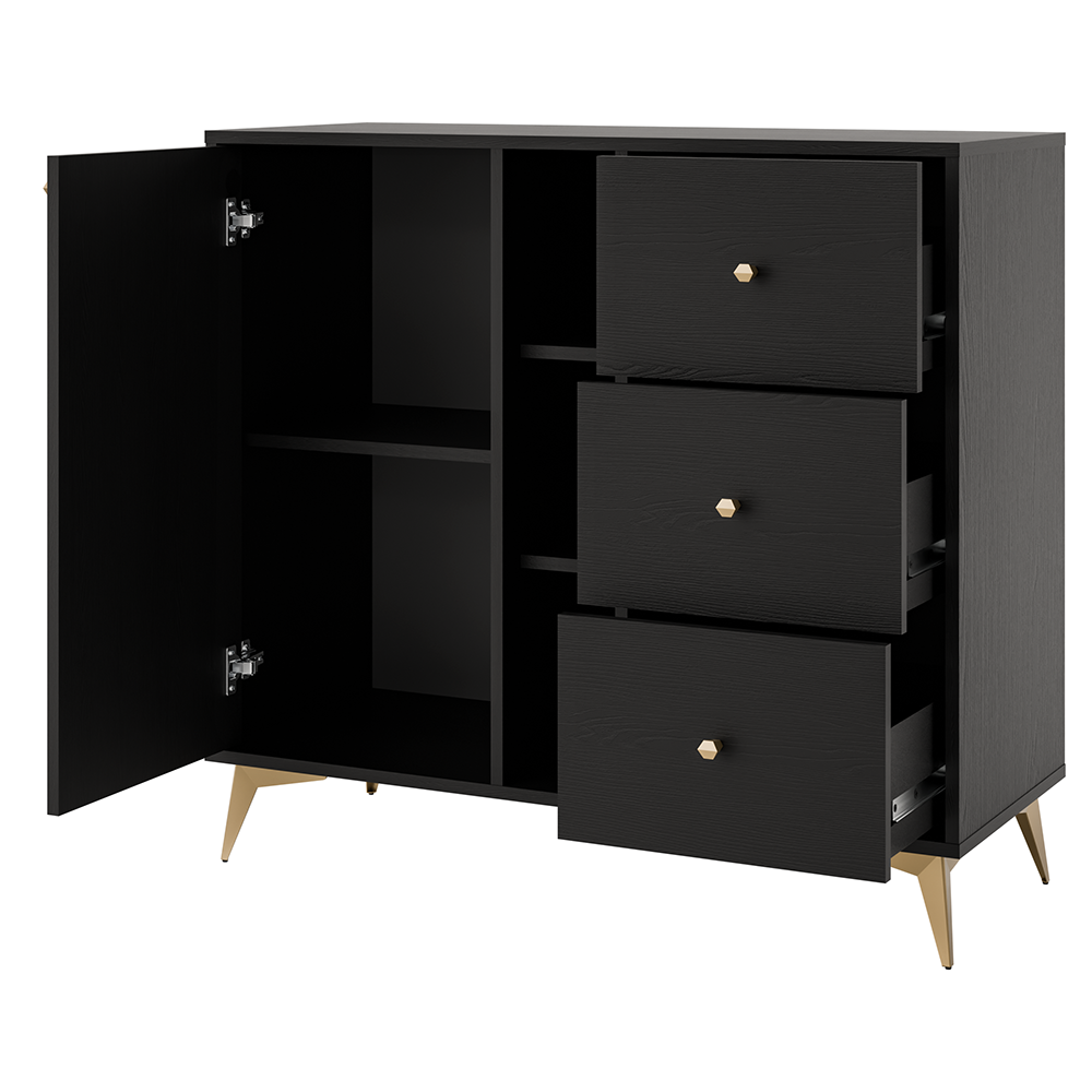 TOKYO 1 c | komoda 824 | 100,2 cm | černá grafit/zlatá