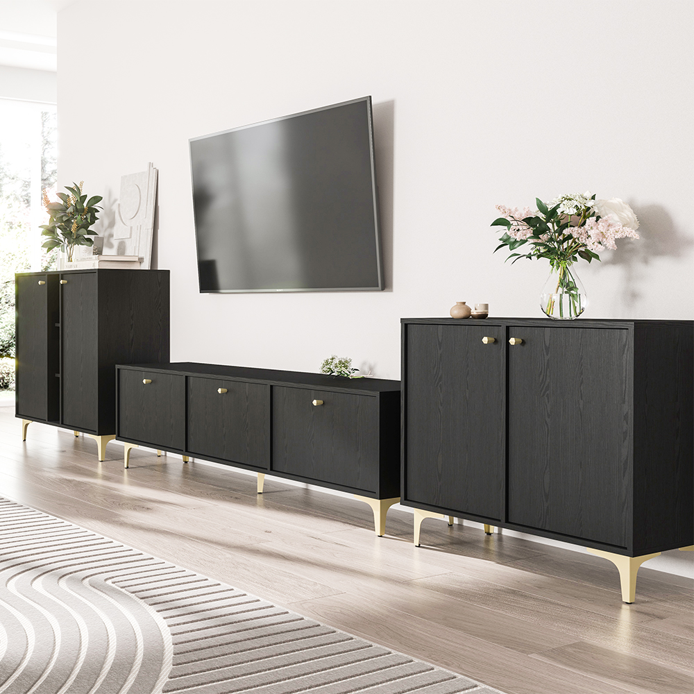 TOKYO 1 c | komoda 814 | 83,6 cm | černá grafit/zlatá