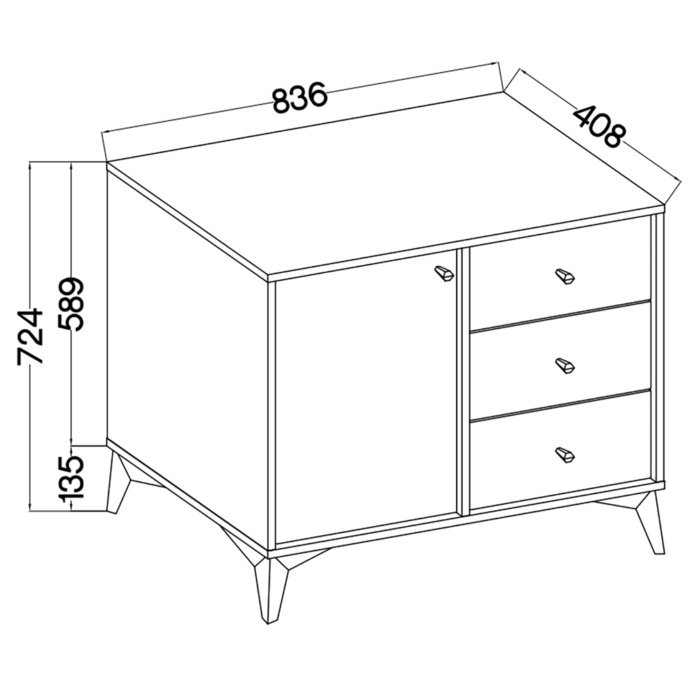 TOKYO 1 c | komoda 814 | 83,6 cm | černá grafit/zlatá