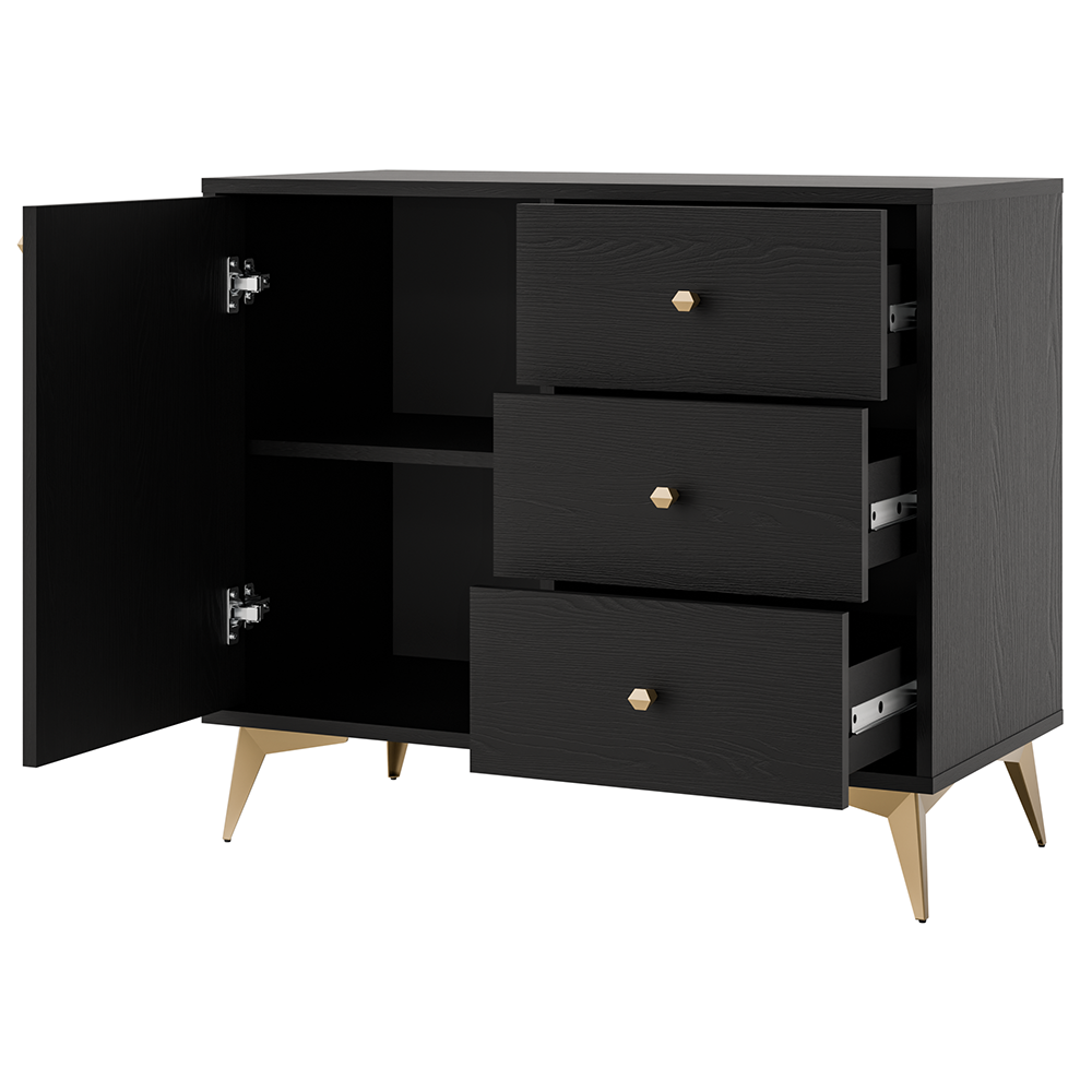 TOKYO 1 c | komoda 814 | 83,6 cm | černá grafit/zlatá