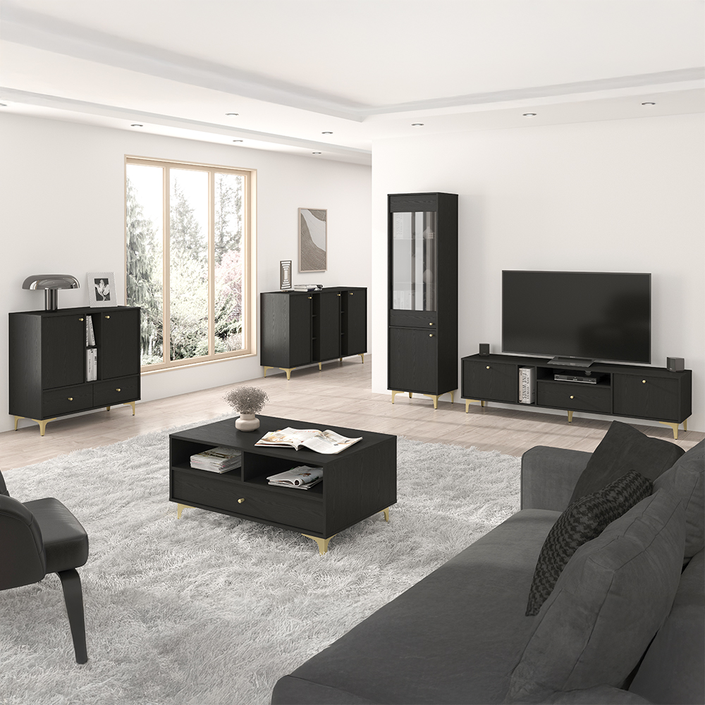 TOKYO 1 c | komoda 812 | 83,6 cm | černá grafit/zlatá