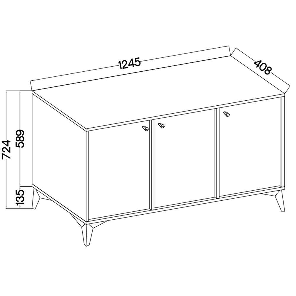 TOKYO 1 c | komoda 813 | 124,5 cm | černá grafit/zlatá