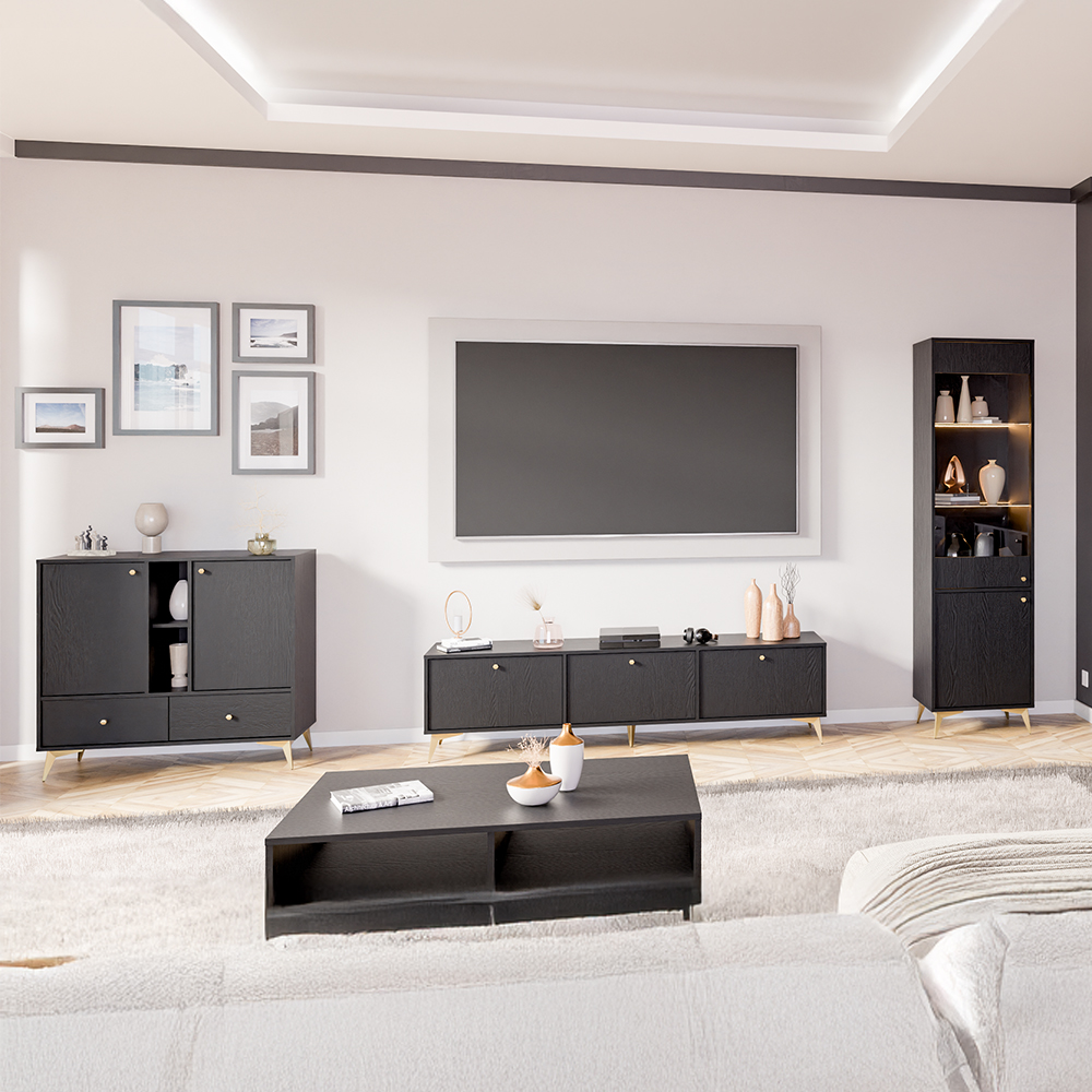 TOKYO 1 c | komoda 827 | 124,5 cm | černá grafit/zlatá