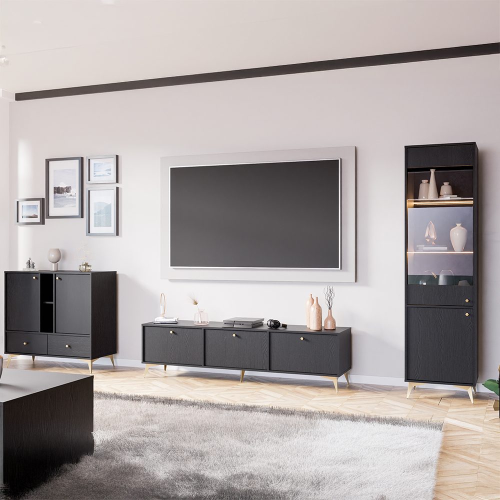 TOKYO 1 c | komoda 827 | 124,5 cm | černá grafit/zlatá