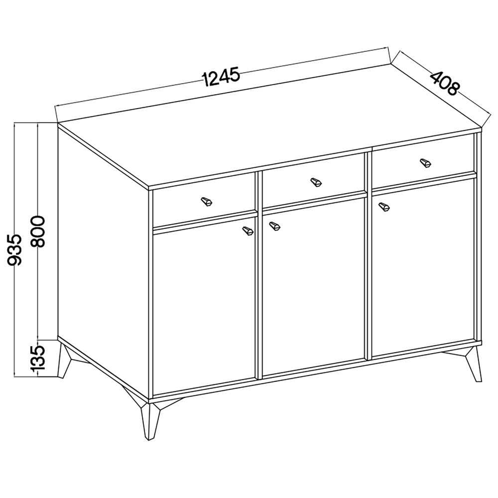 TOKYO 1 c | komoda 827 | 124,5 cm | černá grafit/zlatá