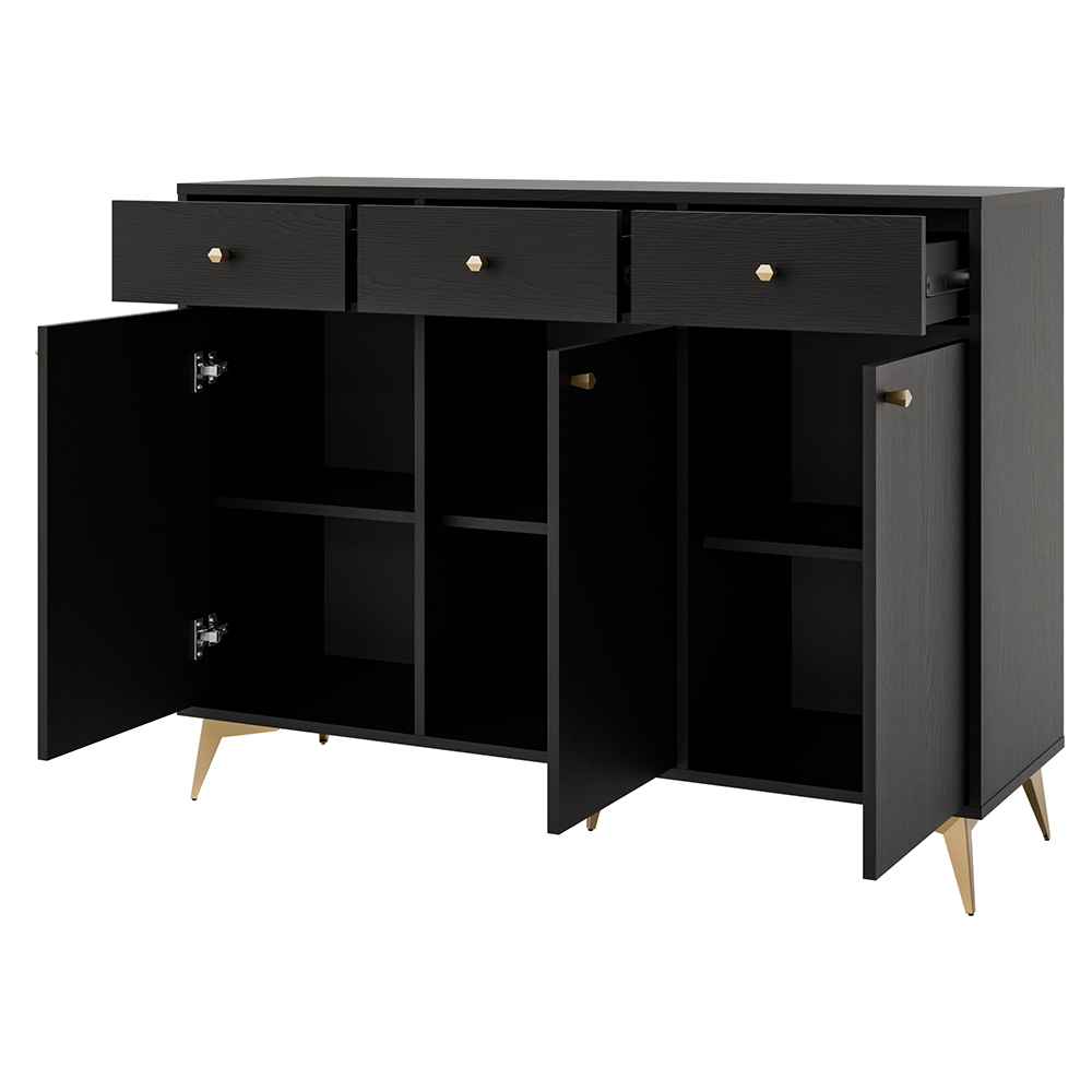 TOKYO 1 c | komoda 827 | 124,5 cm | černá grafit/zlatá