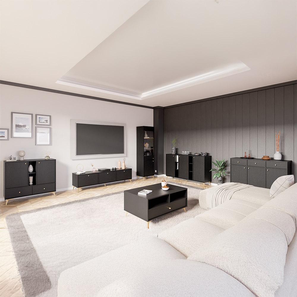 TOKYO 1 c | TV stolek RTV 303 | 180 cm | černá grafit/zlatá