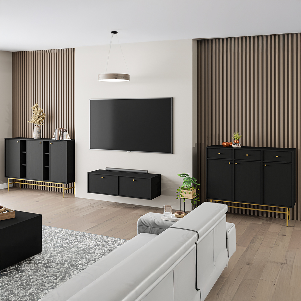 TOKYO 4 c | TV stolek RTV 302 | 120,6 cm | černá grafit/zlatá