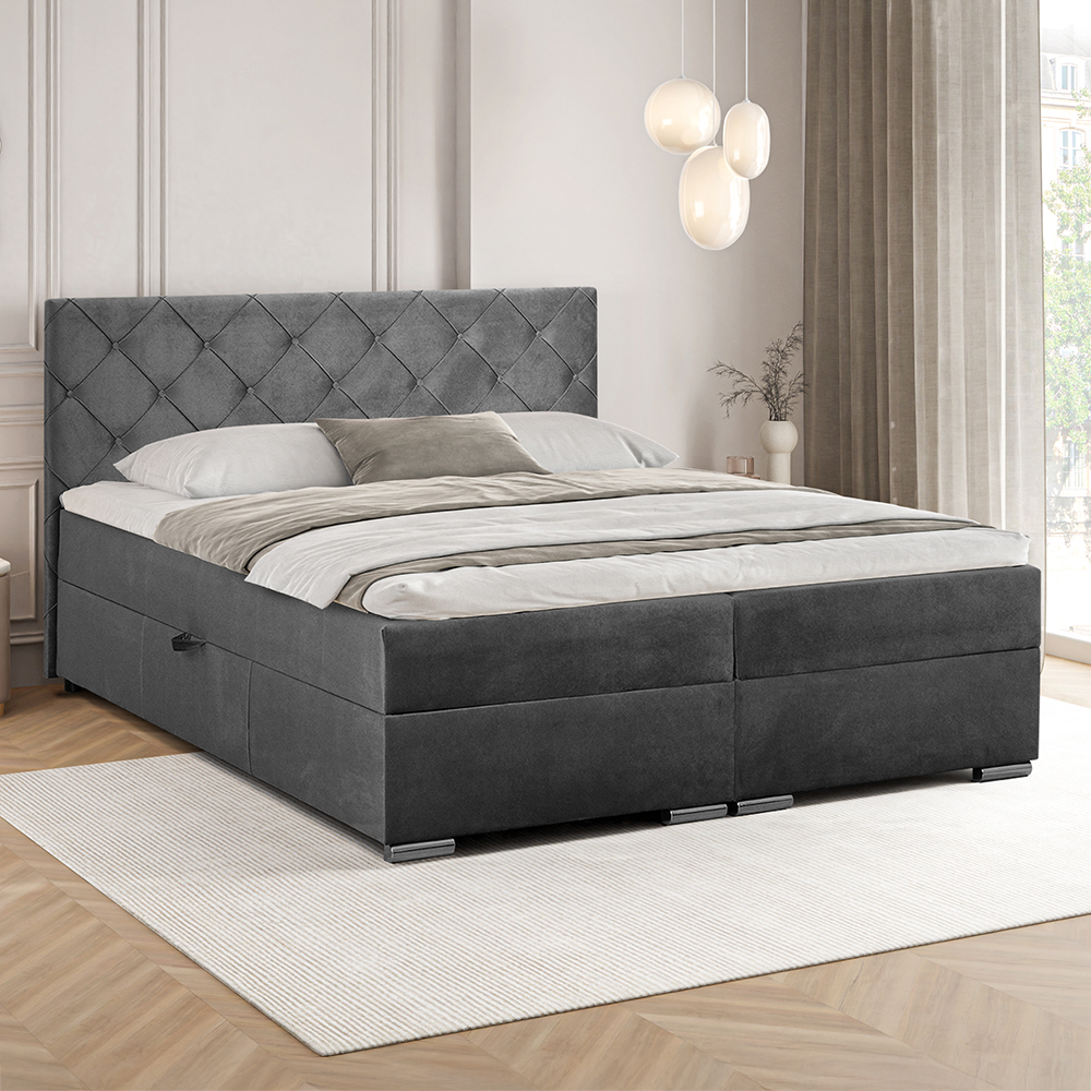 Postel dvoulůžko BOXSPRING MALAGA + topper v ceně | 140x200 | VÝBĚR TKANIN