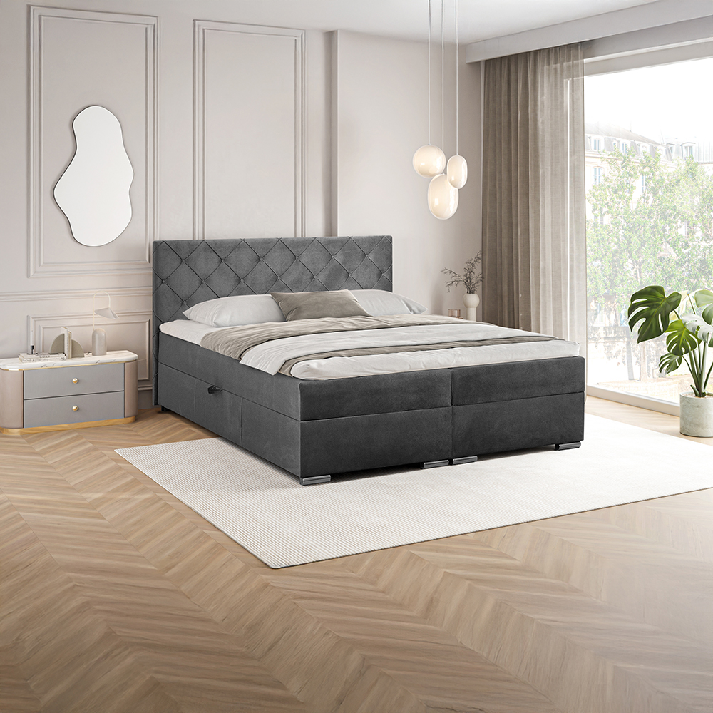 Postel dvoulůžko BOXSPRING MALAGA + topper v ceně | 140x200 | VÝBĚR TKANIN