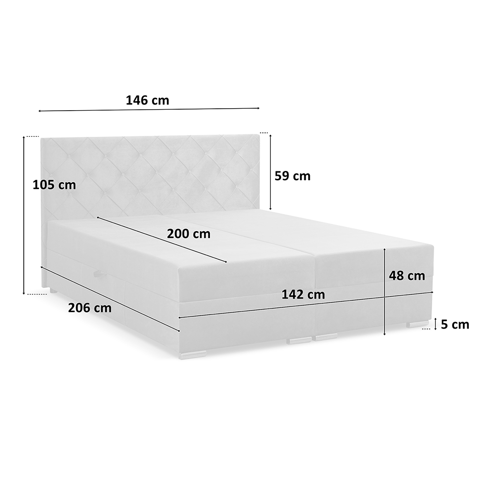 Postel dvoulůžko BOXSPRING MALAGA + topper v ceně | 140x200 | VÝBĚR TKANIN