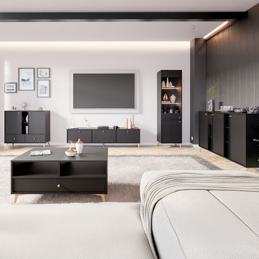 TOKYO 4 c | noční stolek 801 | 51,8 cm | černá grafit/zlatá