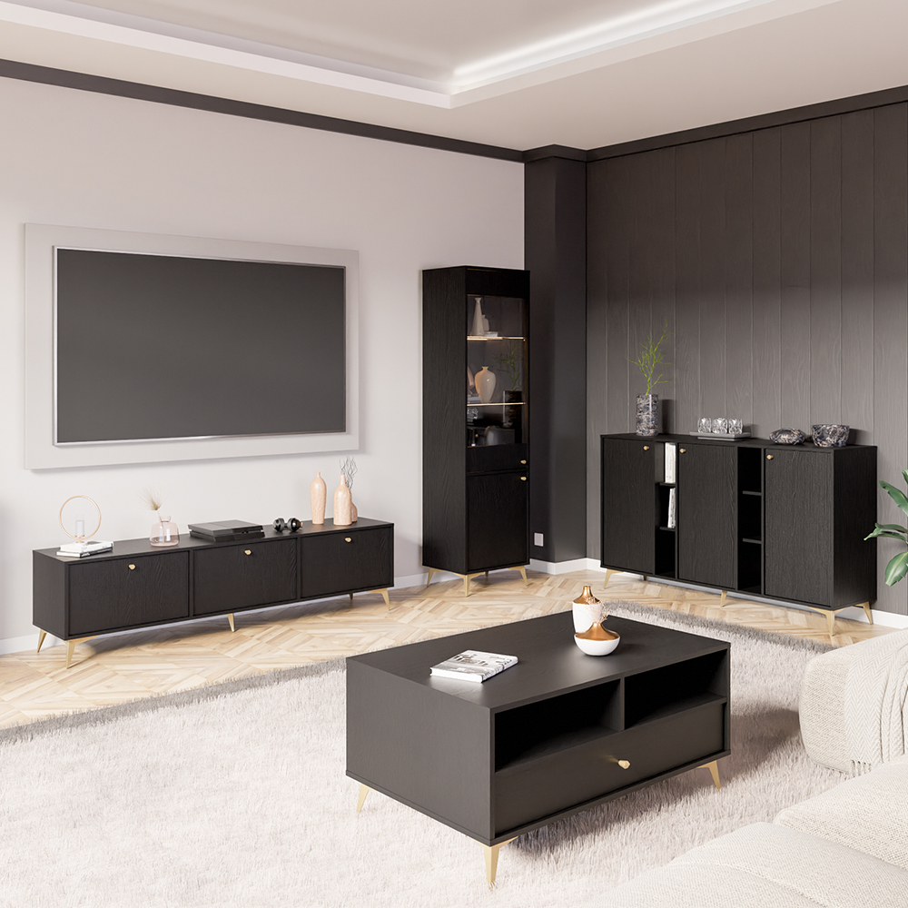 TOKYO 4 c | TV stolek RTV 303 | 180 cm | černá grafit/zlatá