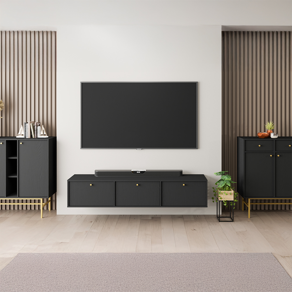 TOKYO 4 c | TV stolek RTV 303 | 180 cm | černá grafit/zlatá