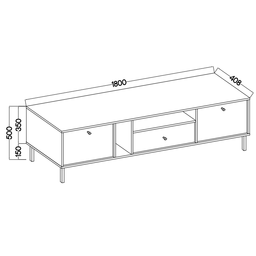 TOKYO 2 c | TV stolek RTV 313 | 180 cm | černá grafit/zlatá
