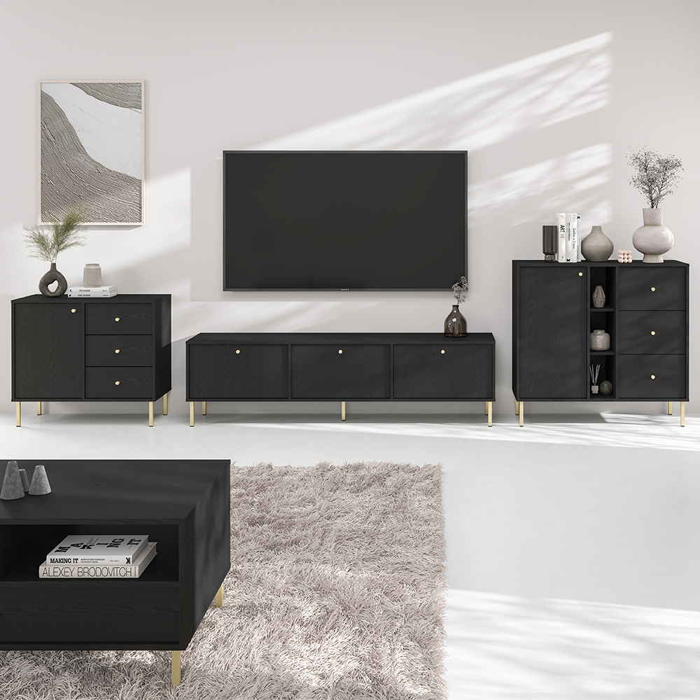 TOKYO 2 c | TV stolek RTV 302 | 120,6 cm | černá grafit/zlatá