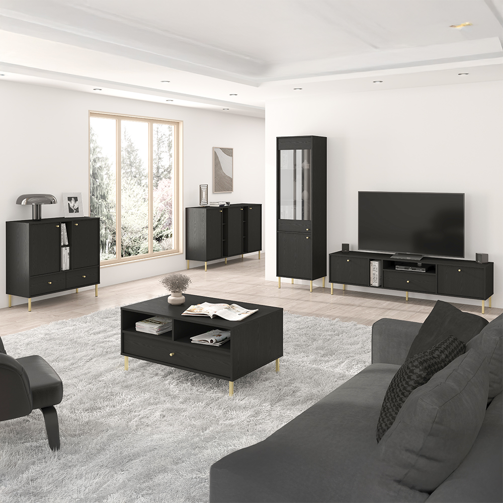 TOKYO 2 c | TV stolek RTV 302 | 120,6 cm | černá grafit/zlatá